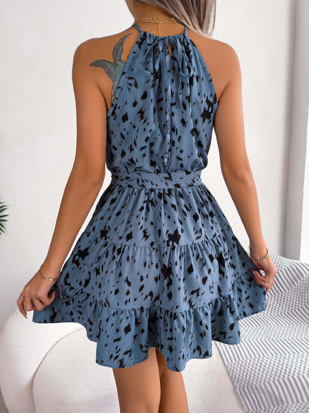 Casual Leopard Print Ruffled Swing Dress | Summer Fashion Beach Dress for Women