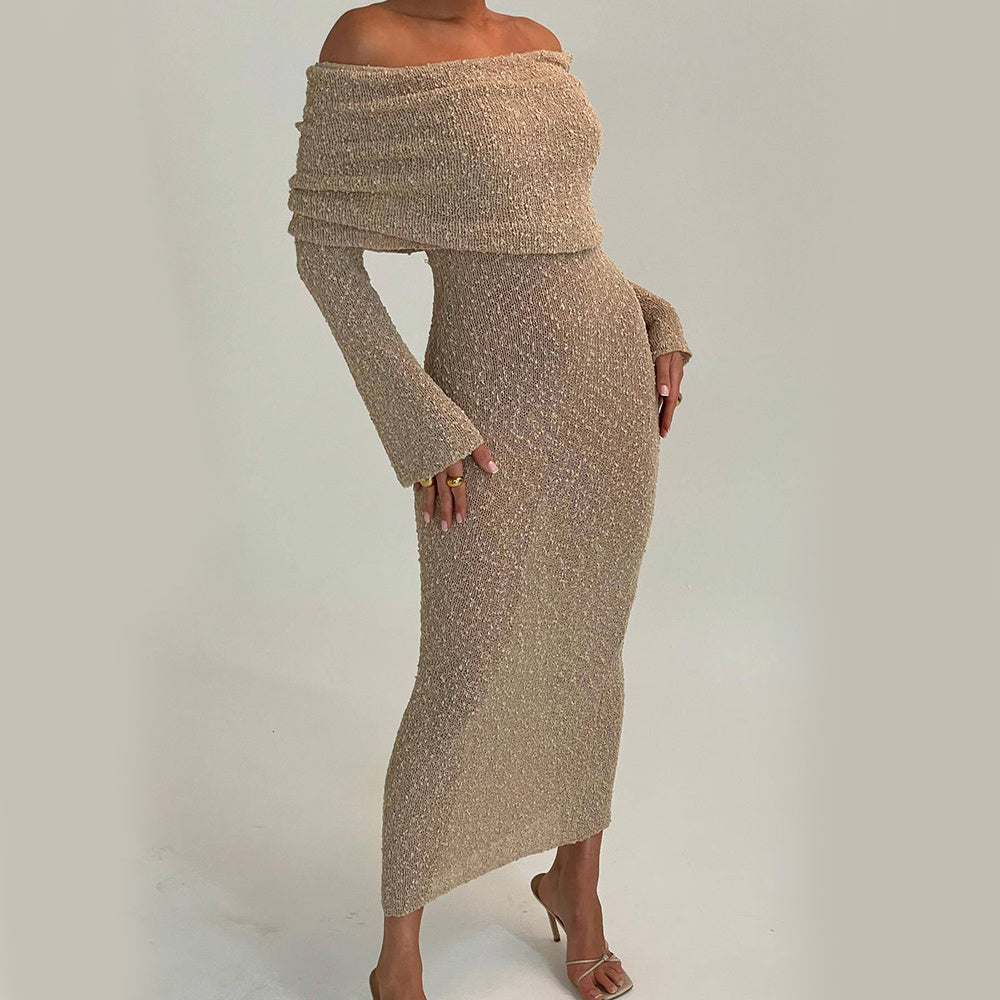 ✨ Elegant One-Shoulder Knitted Dress – Perfect for Holidays and Beyond 🌟