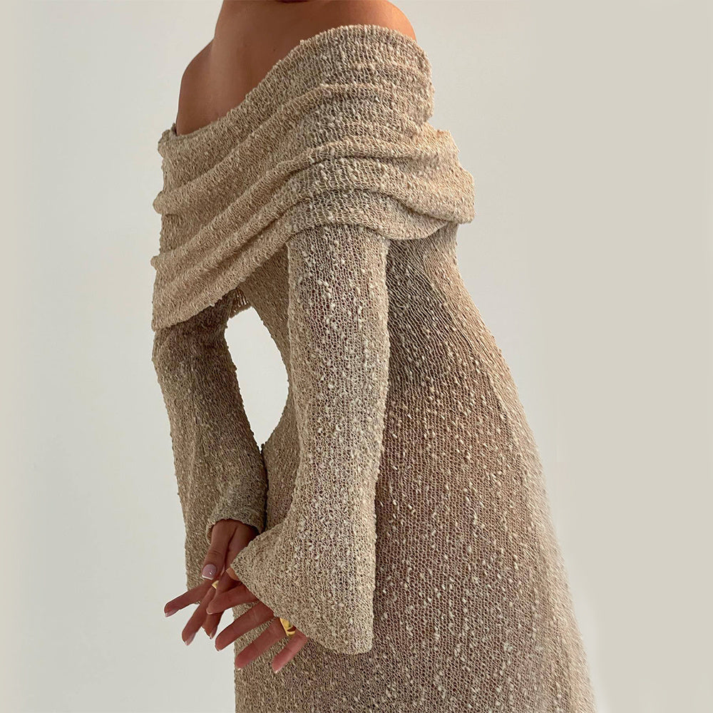 ✨ Elegant One-Shoulder Knitted Dress – Perfect for Holidays and Beyond 🌟