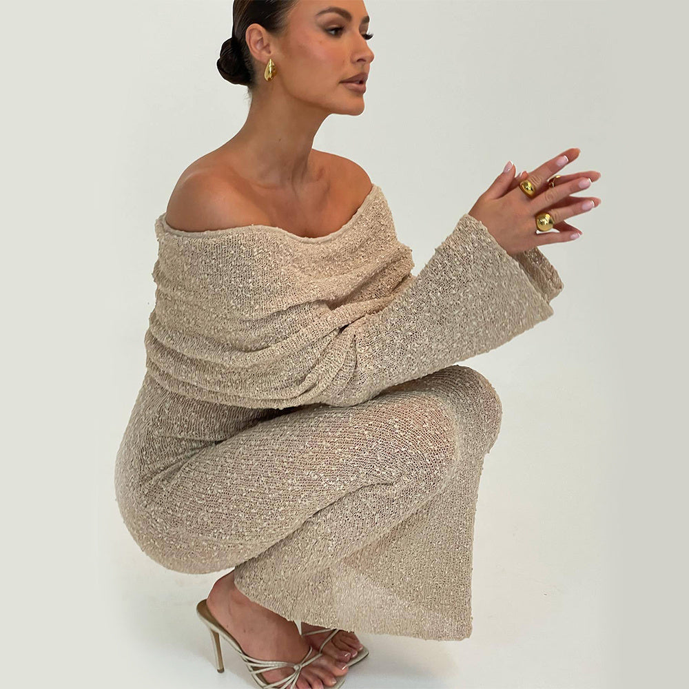 ✨ Elegant One-Shoulder Knitted Dress – Perfect for Holidays and Beyond 🌟