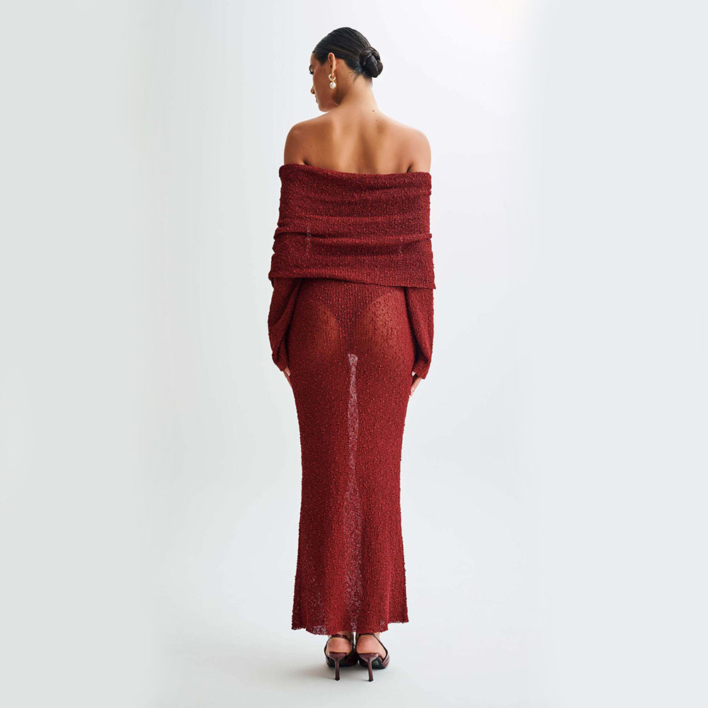 ✨ Elegant One-Shoulder Knitted Dress – Perfect for Holidays and Beyond 🌟