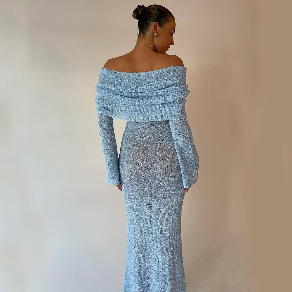 ✨ Elegant One-Shoulder Knitted Dress – Perfect for Holidays and Beyond 🌟